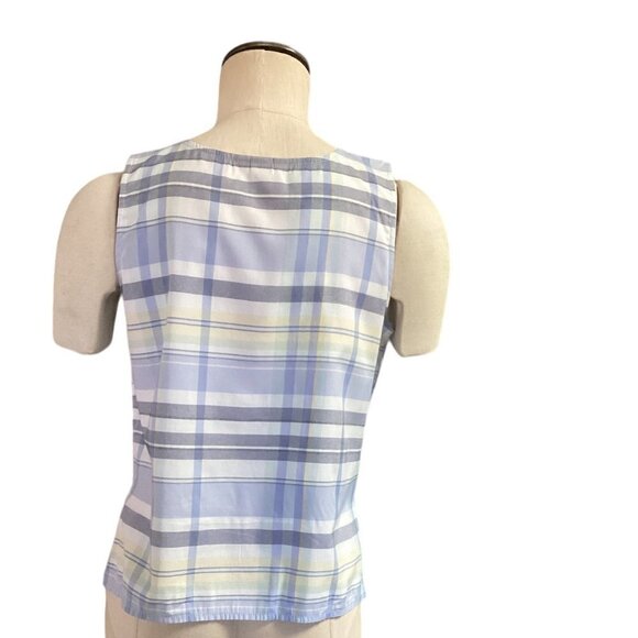 Christopher & Banks Plaid Sleeveless Tank Top Side Slits Lightweight Sz S #71C - Picture 4 of 6